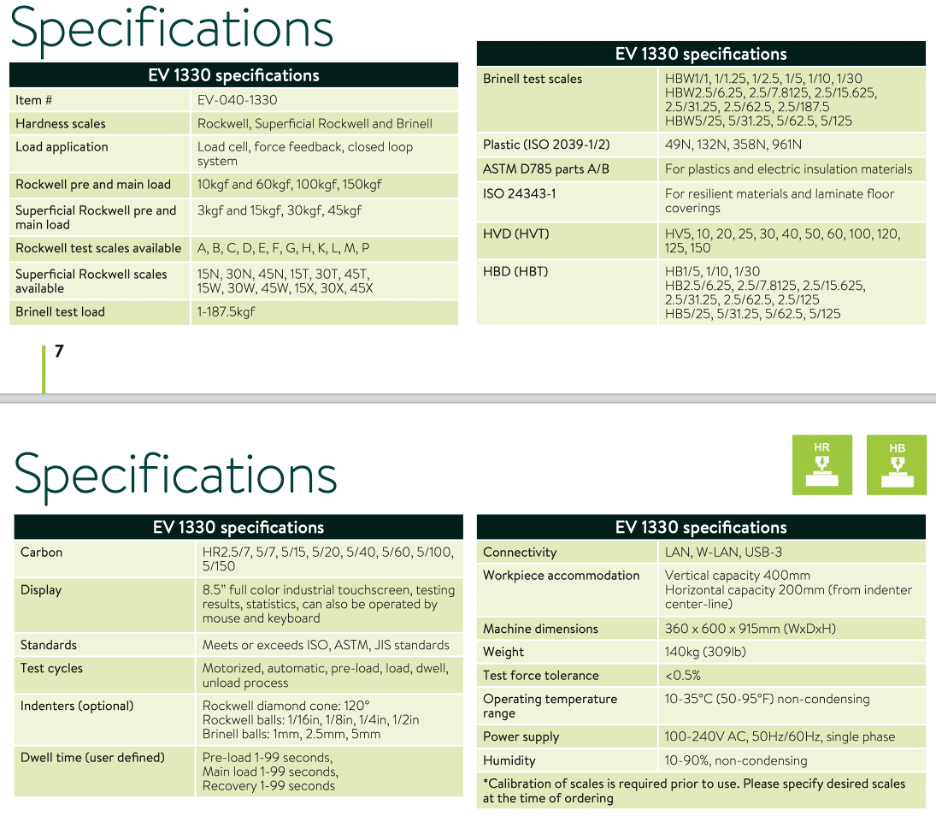 EVO1330Specs
